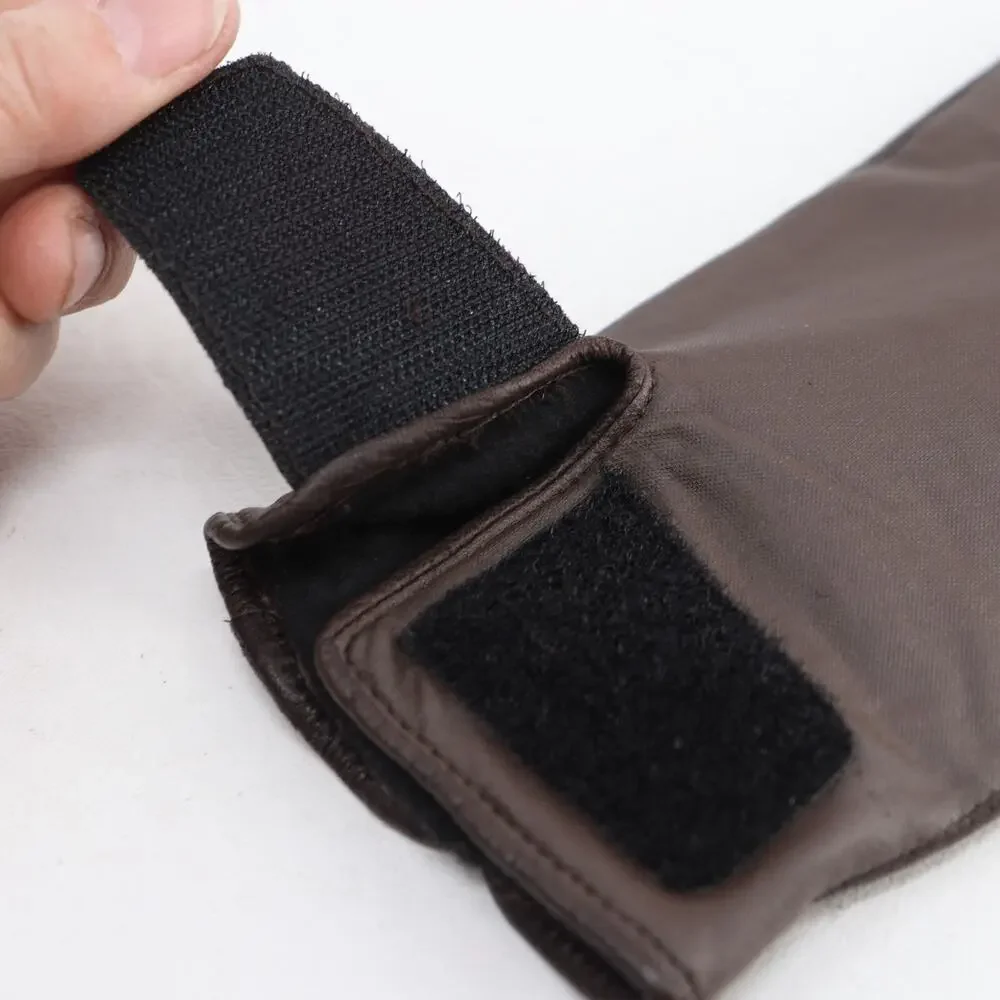 Aris Gloves Women Large Brown Leather Lined Hook Loop Closure Wrist